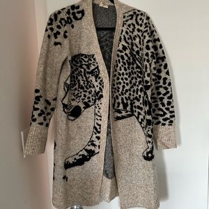 Anthropologie Leopard Long Cardigan Sweater size small